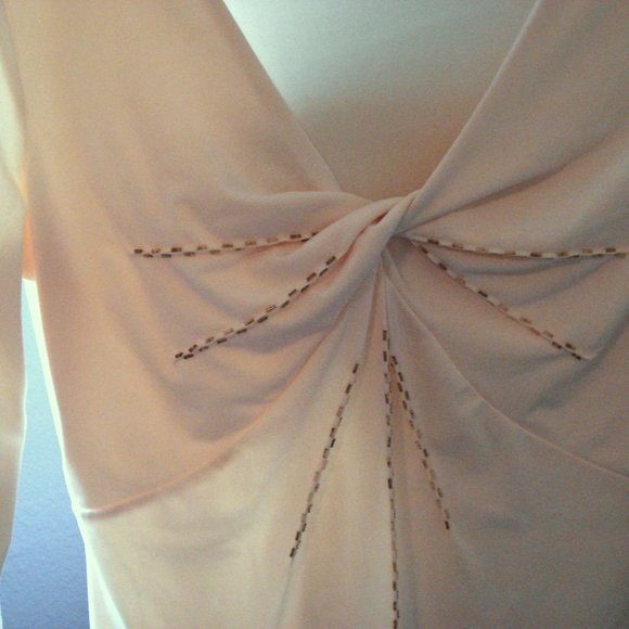 Dressy Twist Front Top Yellow with Gold Beading M - Picture 3 of 9